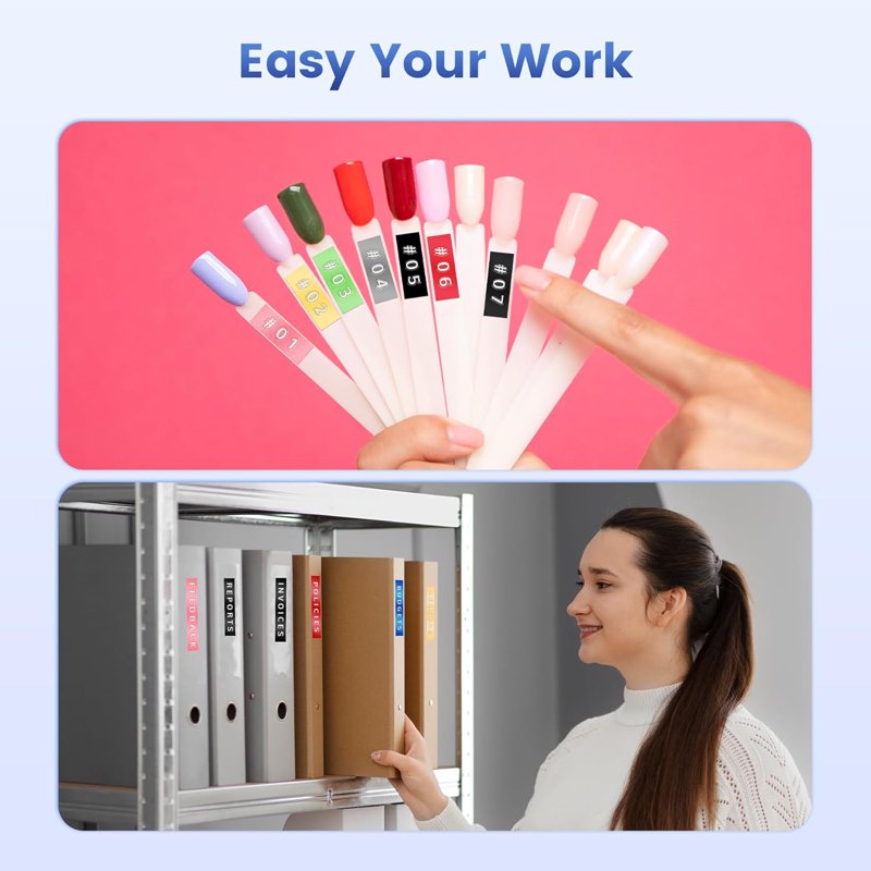 Manual Embossing Label Maker with 6 Tape Rolls - Handheld Vintage Label Printer for Organizing