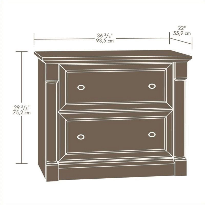 36-Inch Wide 2-Drawer Lateral File Cabinet in Cherry Finish