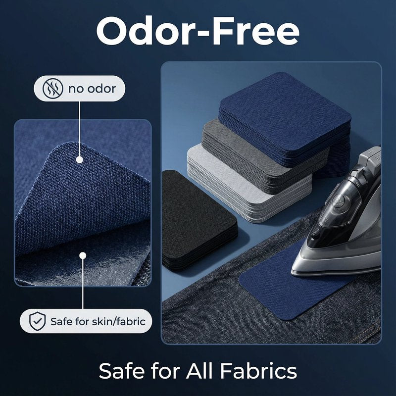 Iron-On Fabric Repair Patches 12-Pack - Waterproof Denim & Clothing Mends