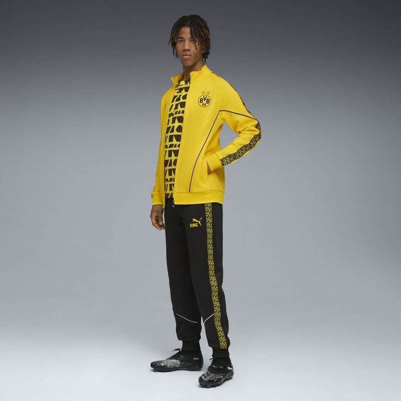 Men's Soccer Pants with Tapered Fit and Moisture-Wicking Fabric - Black & Yellow
