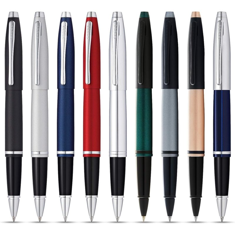 Cross Calais Chrome & Blue Rollerball Pen - Elegant Writing Instrument