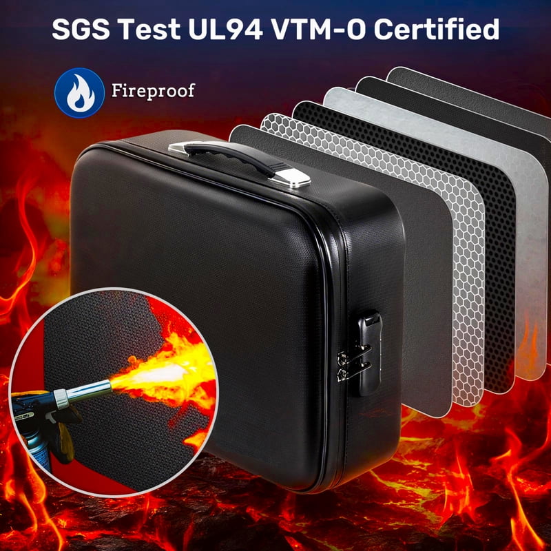 Fireproof Document Box with Lock Waterproof Hard Shell Safe Storage Case