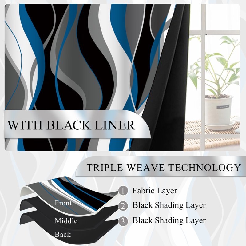 Blackout Curtain Set for Living Room Thermal Insulated 52x96 Inch - Dashan