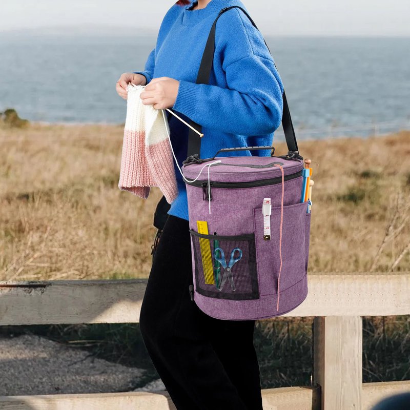 Large Capacity Knitting and Crochet Bag Organizer - Portable Yarn Storage Tote