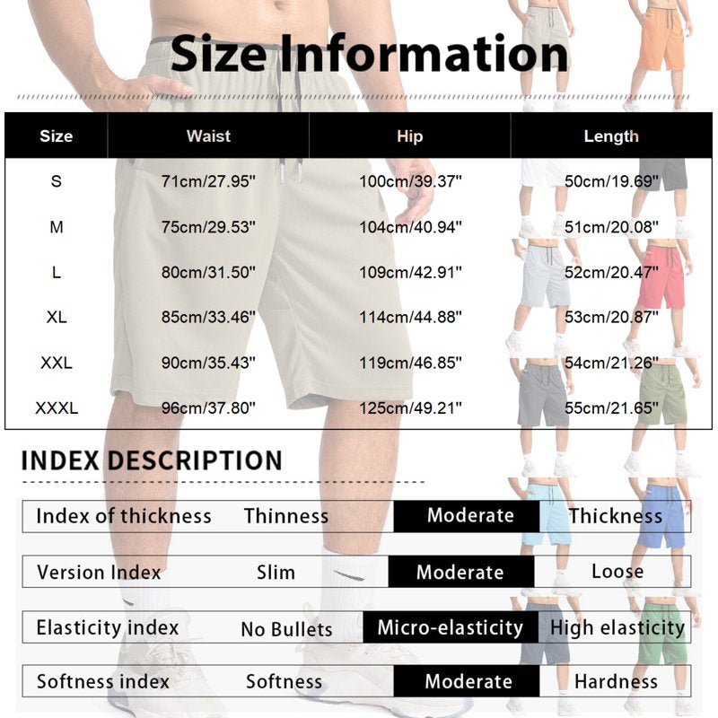 Men's Athletic Shorts with Pockets - Lightweight Quick Dry Gym Workout Bottoms