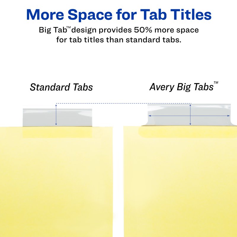 8-Tab Binder Dividers with Insertable Big Tabs - Clear Office Organization Set