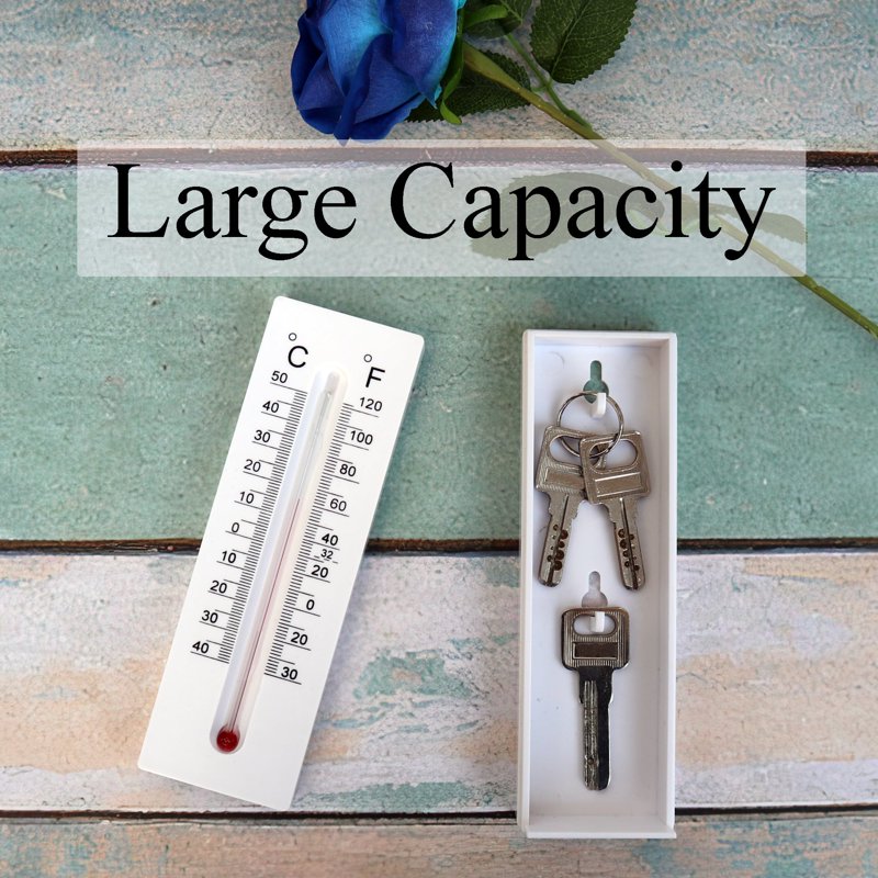 Outdoor Thermometer Key Hider Safe Lock Box for Yard Garden House Faux Rock Disguise