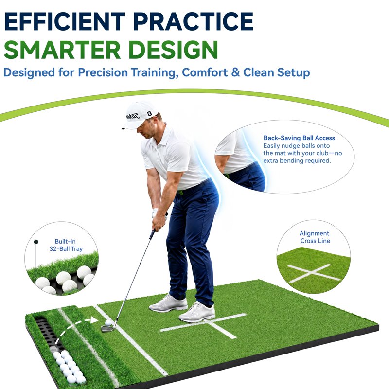 ORFELD 6 x 4 ft Dual-Turf Golf Hitting Mat with EVA Base & 10 Hitting Positions - Indoor/Outdoor