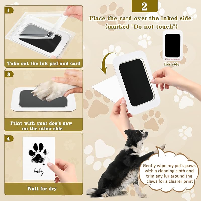 Pet Paw Printing Kit for Dog & Cat Memory Keepsake - Inkless Impression Set