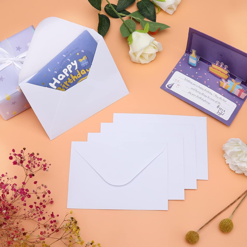 100-Pack 4x6 Inch White Envelope Set for Invitations and Cards - Wet Seal