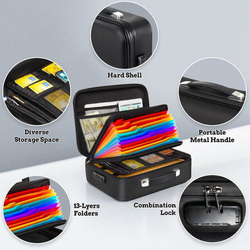 Fireproof Document Box with Lock Waterproof Hard Shell Safe Storage Case