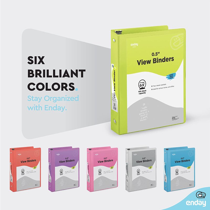 Multicolor 3 Ring Binders with Pockets - Office, School, Home Organization - 6 Pack