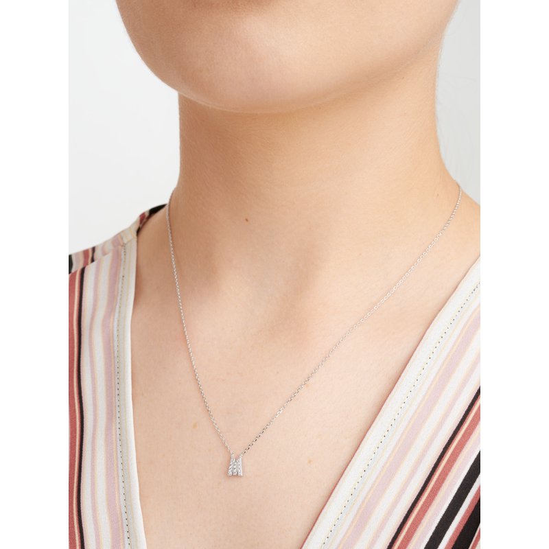 Women's Initial Letter CZ Necklace in Sterling Silver - 18 Inch
