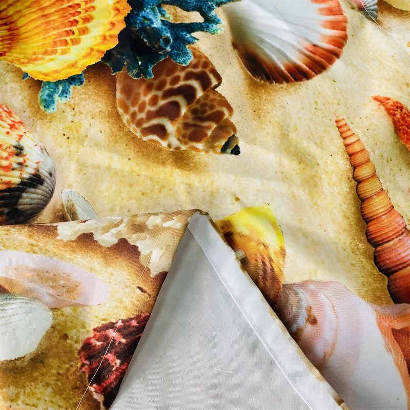 Beach Theme Conch Starfish Waterproof Curtains with 3D Seashell Print, 2 Panels