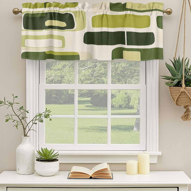 Boho Window Valances Set - Light Filtering Curtain Panels for Living Room & Bedroom