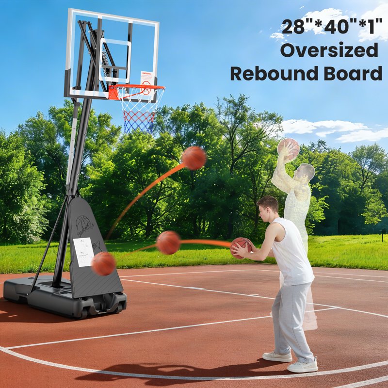 54-Inch In-Ground Adjustable Basketball Hoop with Wheels - Outdoor Play