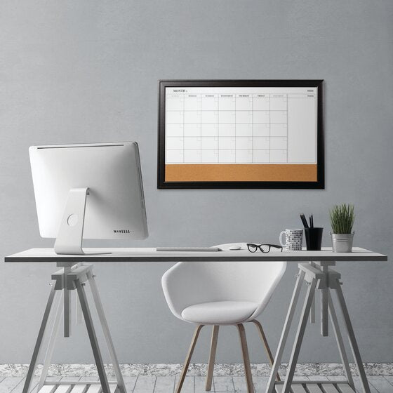 Magnetic Combination Calendar Board for Home & Office - 23x35 Inches, Dry-Erase & Cork Surface