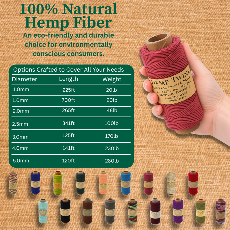 Beeswax Coated Hemp Twine 700ft for Candle Making & Crafts