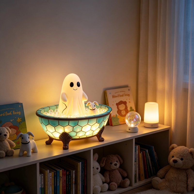Halloween Ghost Bubble Bath Lamp with Night Light for Home & Bedroom Decor