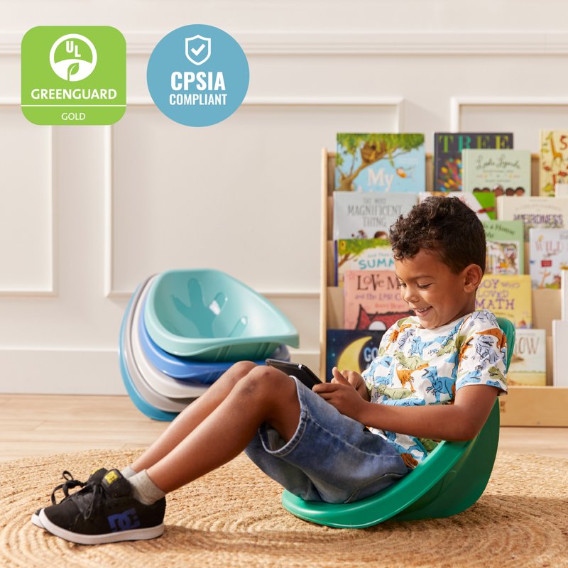 Plastic Leaf Scoop Floor Seat Set - Classroom Flexible Seating, 6 Pieces