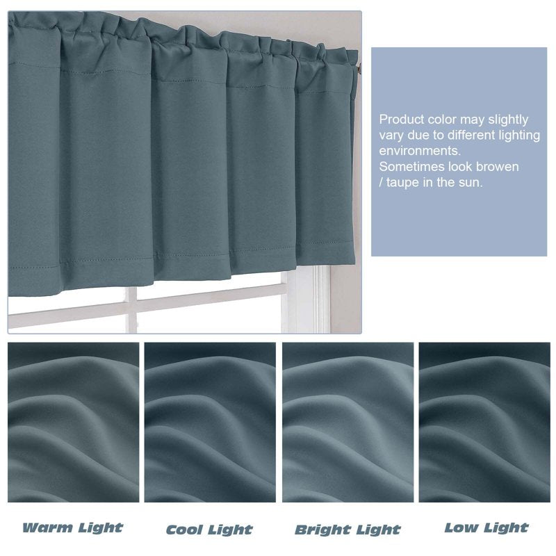 Window Valance Curtain 60W x 14L - Light-Filtering 1-Piece Small Kitchen & Bedroom