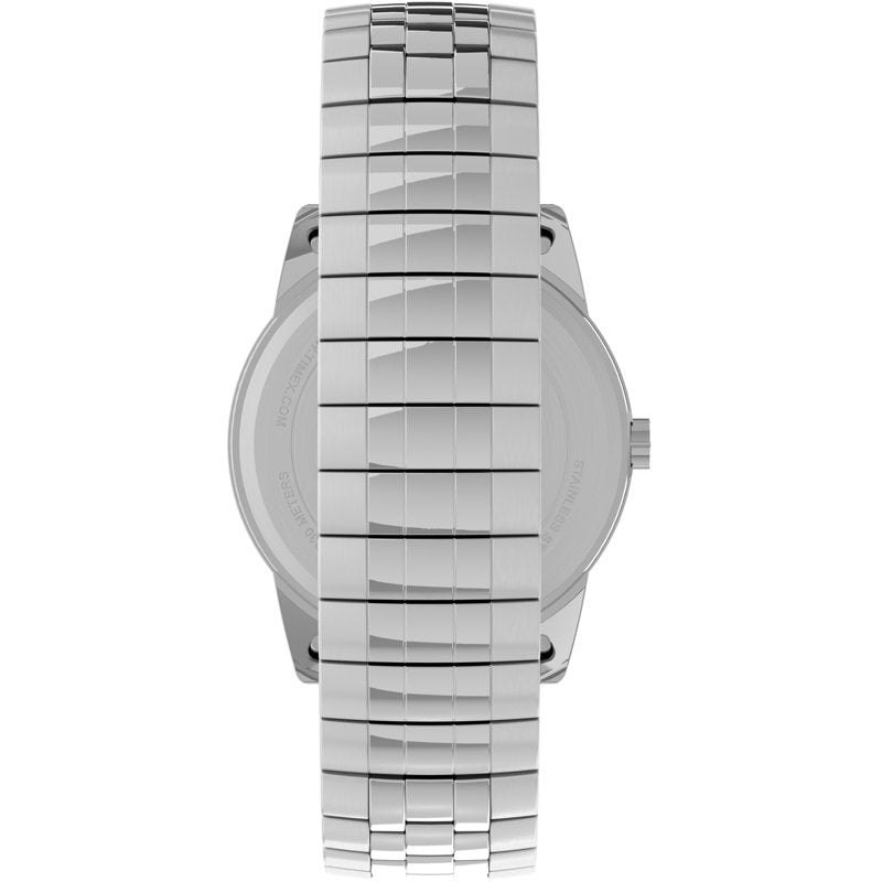 Men's 38mm Silver-Tone Watch with White Dial and Easy Fit Expansion Band