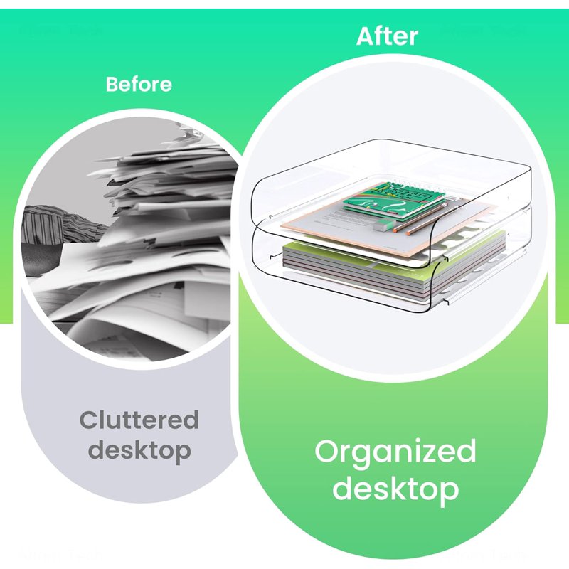 Stackable Desk Paper Tray Set - A4 Clear PET Office Organizer for Files & Documents
