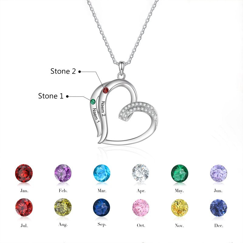 Personalized Brass Family Necklace for Women with Birthstones & Names
