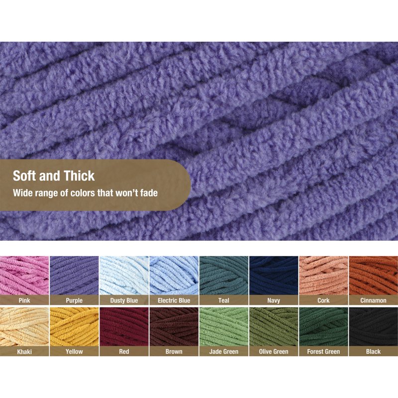Super Bulky Chenille Yarn for Knitting & Crocheting - 4 Pack, Soft & Durable