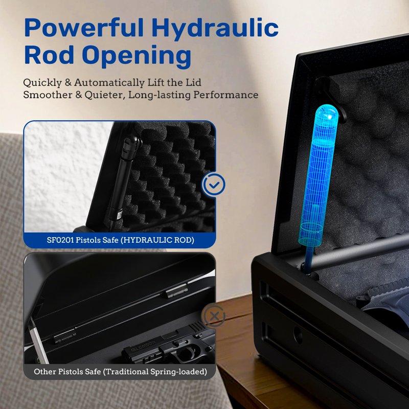 Biometric Gun Safe with Digital Keypad & App Control | Quick Access Pistol Safe