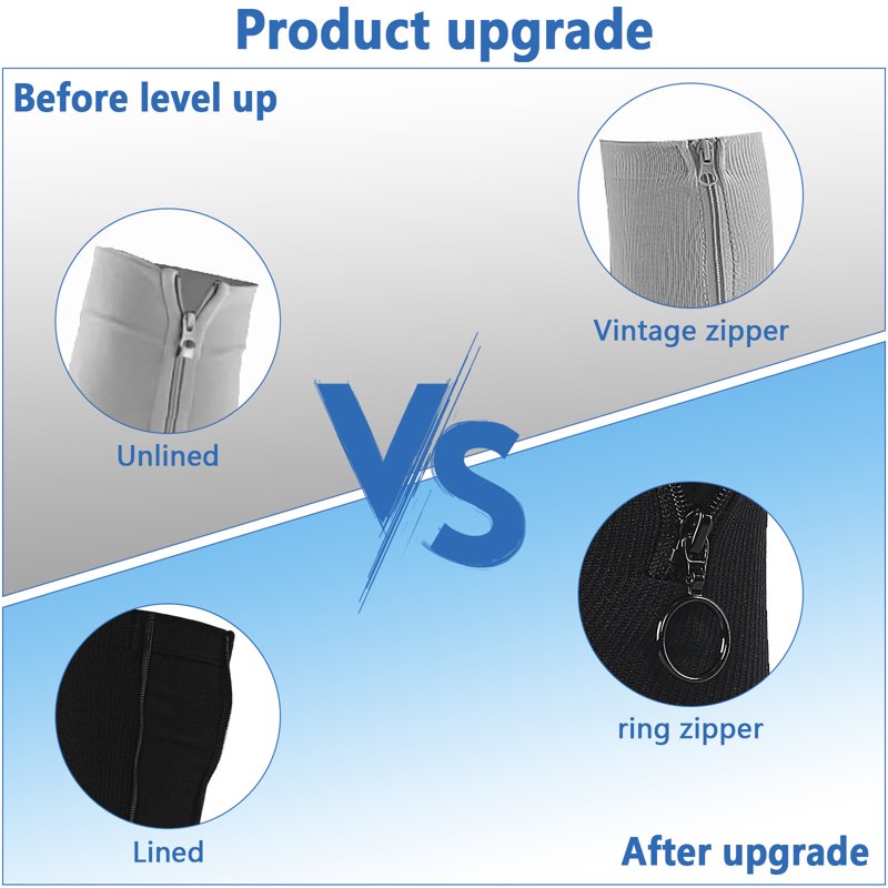 Plus Size Zipper Compression Socks 20-30mmHg Knee High Support Stockings