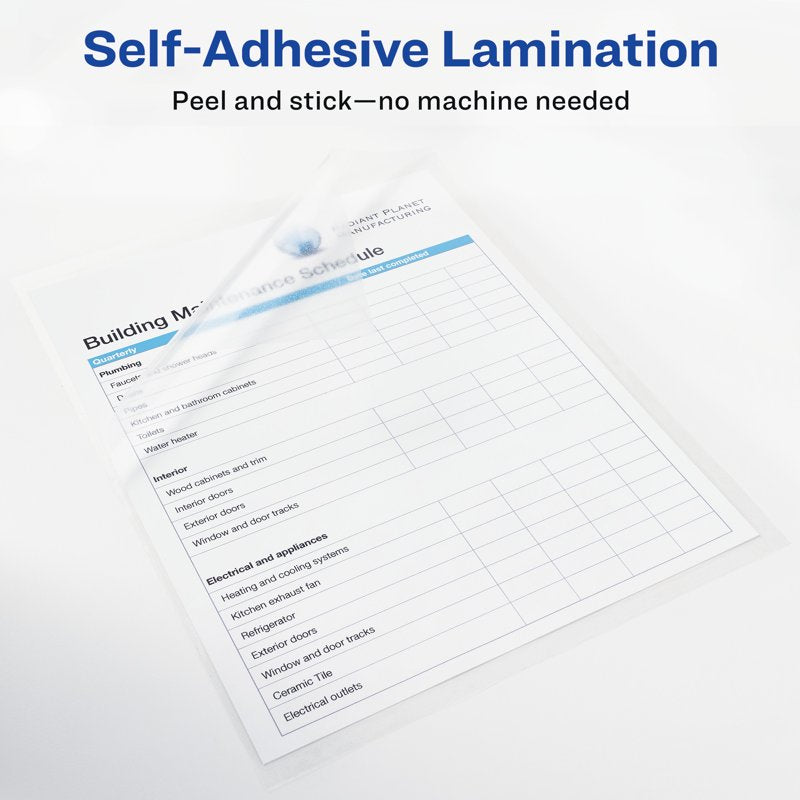 Self-Adhesive Laminating Sheets 9x12 Inches Pack of 2 - Clear Archival Safe Protect Documents