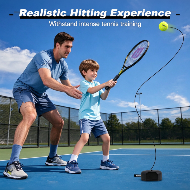 Portable Tennis Rebounder Set with Metal Base and Elastic Balls for Solo Practice