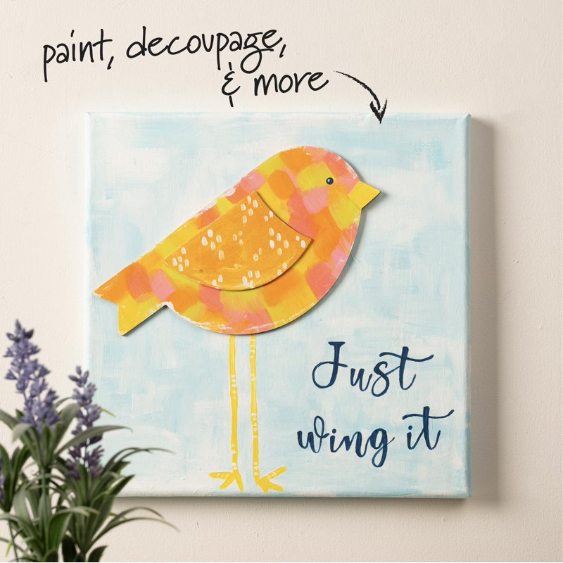 (2 Pack) Unfinished Wooden Bird Shapes for Crafts, 7 Inches - DIY Decor Accents