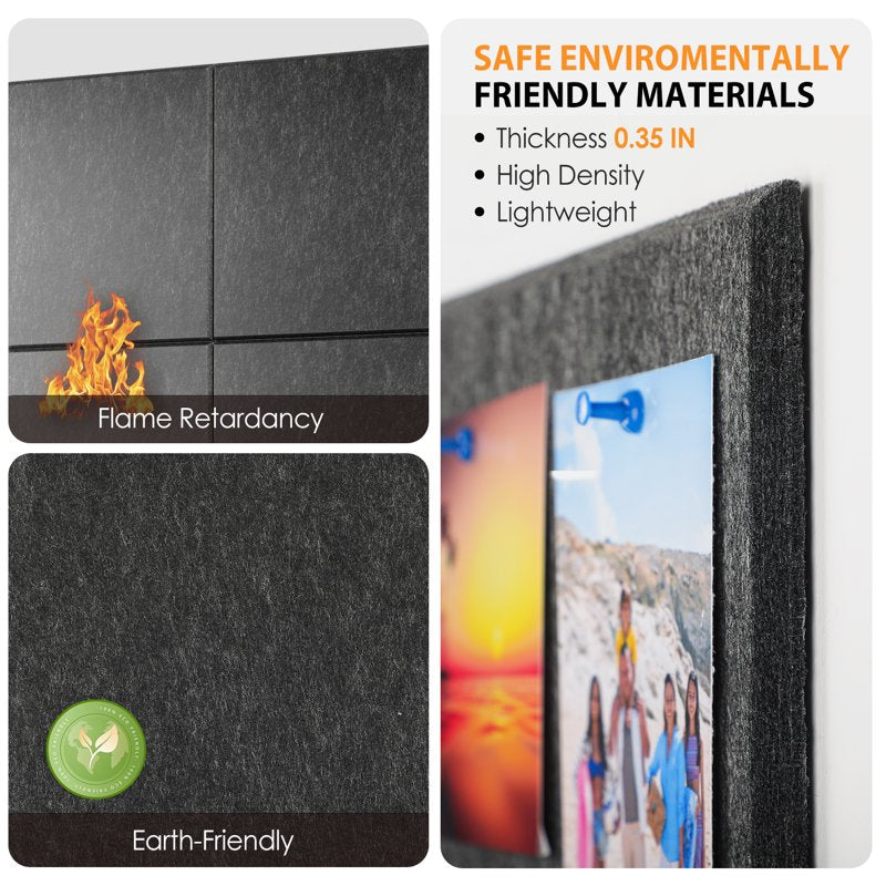 Large Felt Bulletin Boards Pack 6 - Customizable Wall Tiles for Office & Home