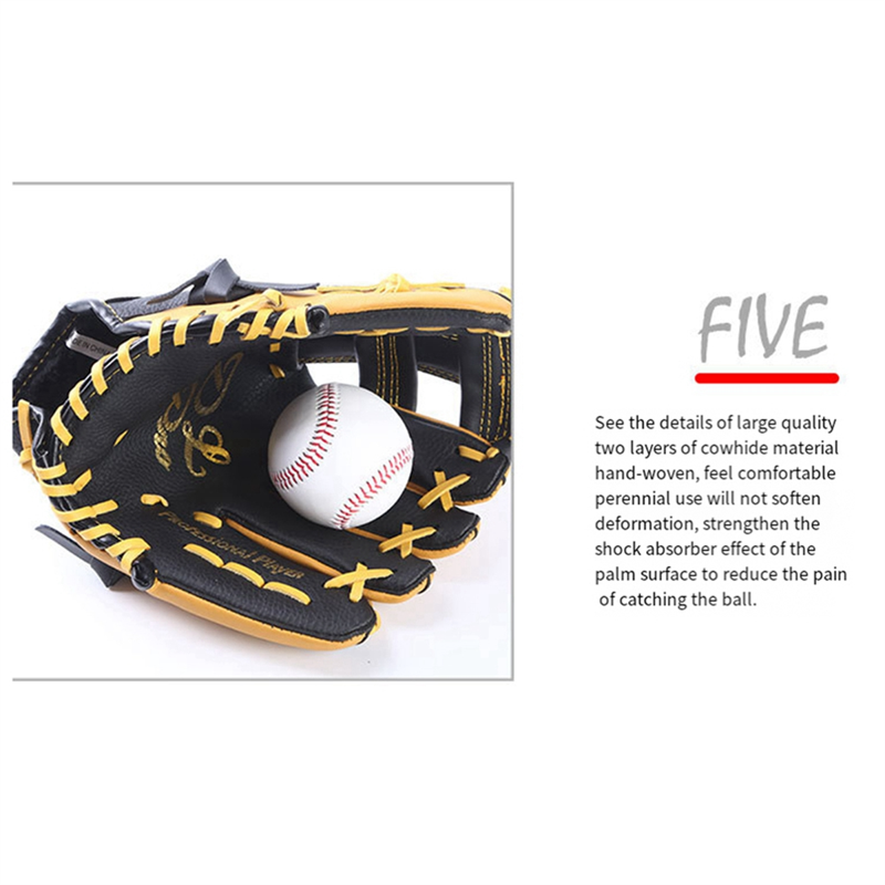 Adult 12.5-Inch Cowhide Baseball Glove for Softball & Baseball Fielding
