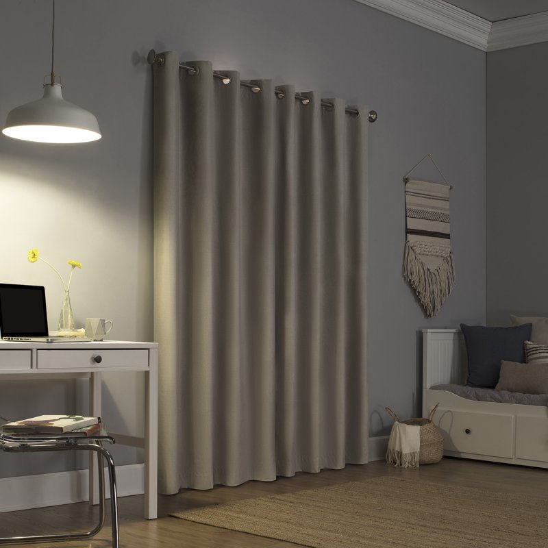 Blackout Thermal Insulated Grommet Curtain Panel - Room Darkening Linen