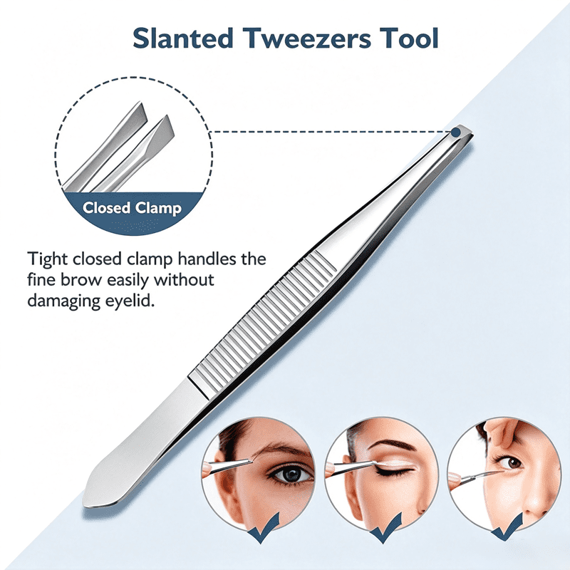 9-in-1 Blackhead Remover Tool Kit with Diagonal Tweezers - Stainless Steel