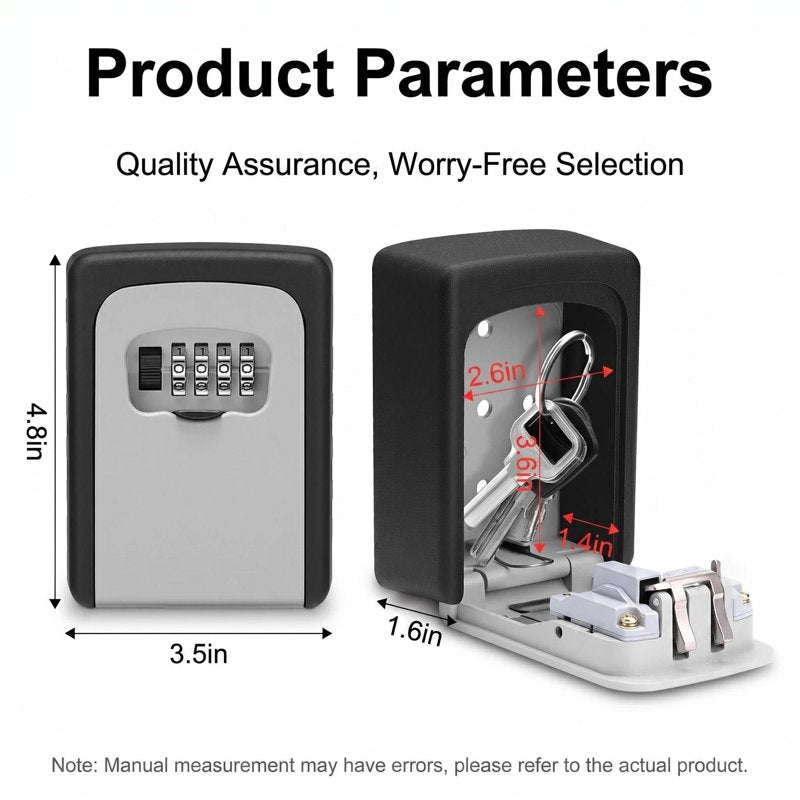 Portable Wall Mount Key Lock Box with Resettable 4-Digit Combination for Outdoor Security