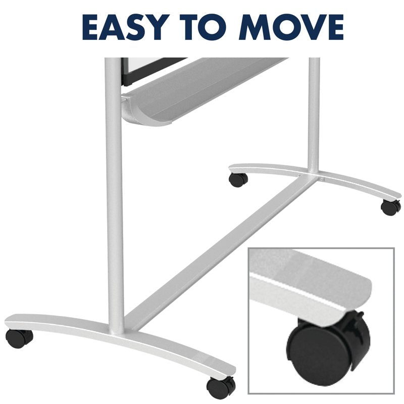 Mobile Presentation Easel with Reversible Magnetic Whiteboard & Flipchart - 48 x 36 Inches