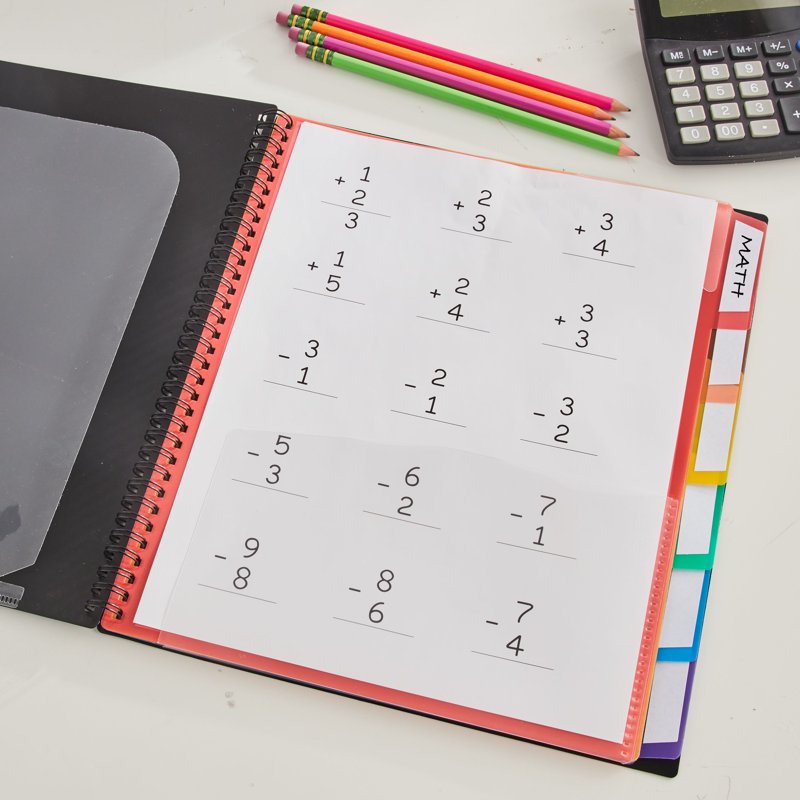12-Pocket Spiral Poly File Organizer - Black Office Document Folder
