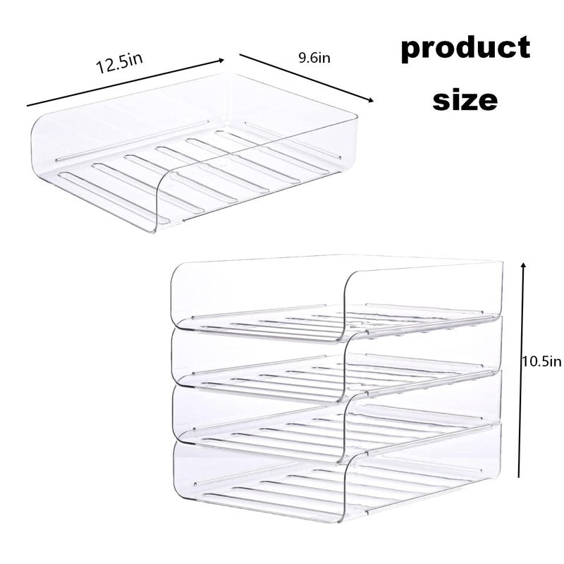 Stackable Desk Organizer Set of 4 Clear PET Letter Trays for Paper Documents Office Supplies