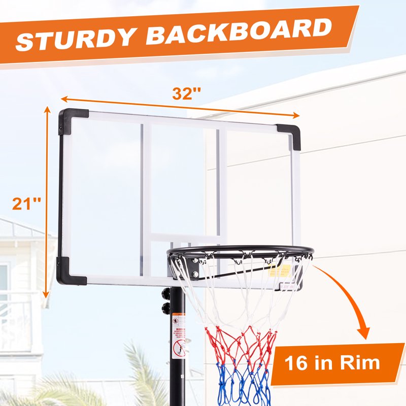 Kids Adjustable Indoor Outdoor Basketball Hoop with Enlarged Base - Portable Play Set