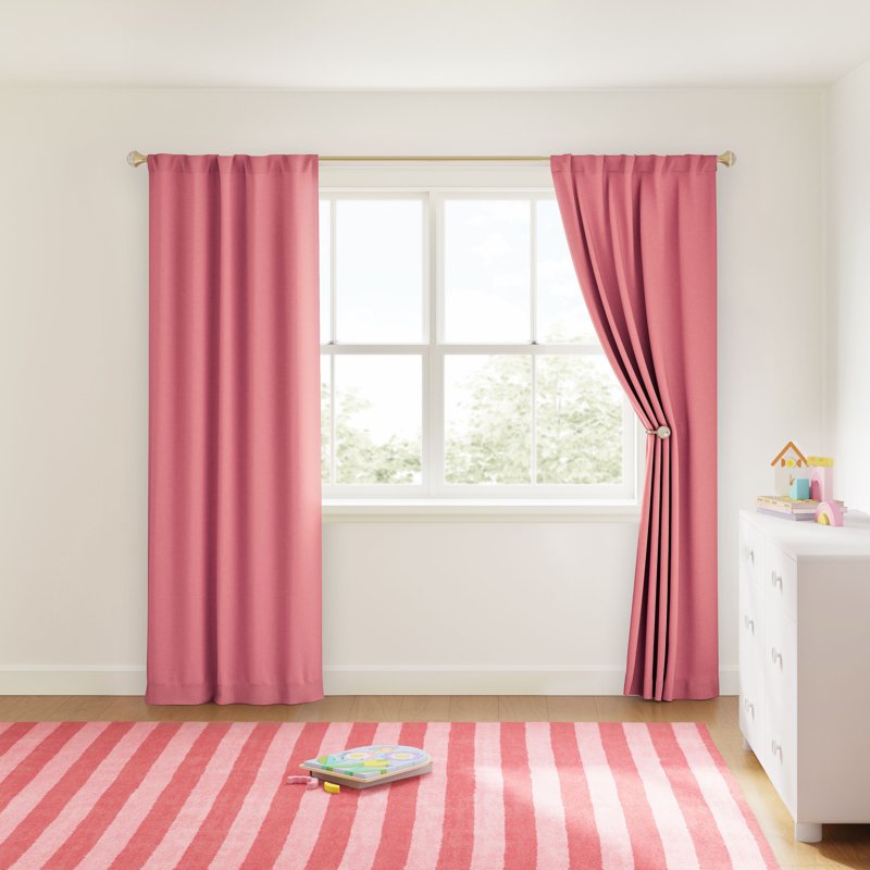 Kids Blackout Curtain Panel Set - Pink, 95 Inch Length, Room Darkening