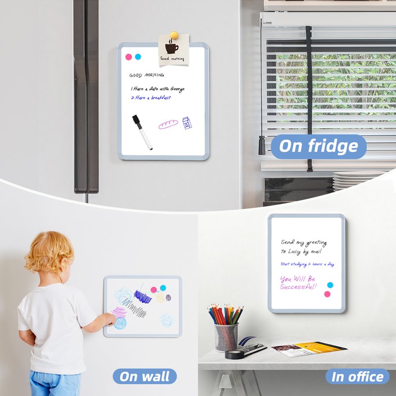 Magnetic Dry Erase Board Set - 11x14 Inch White, Green, Pink - 2 Pack with Markers & Magnets