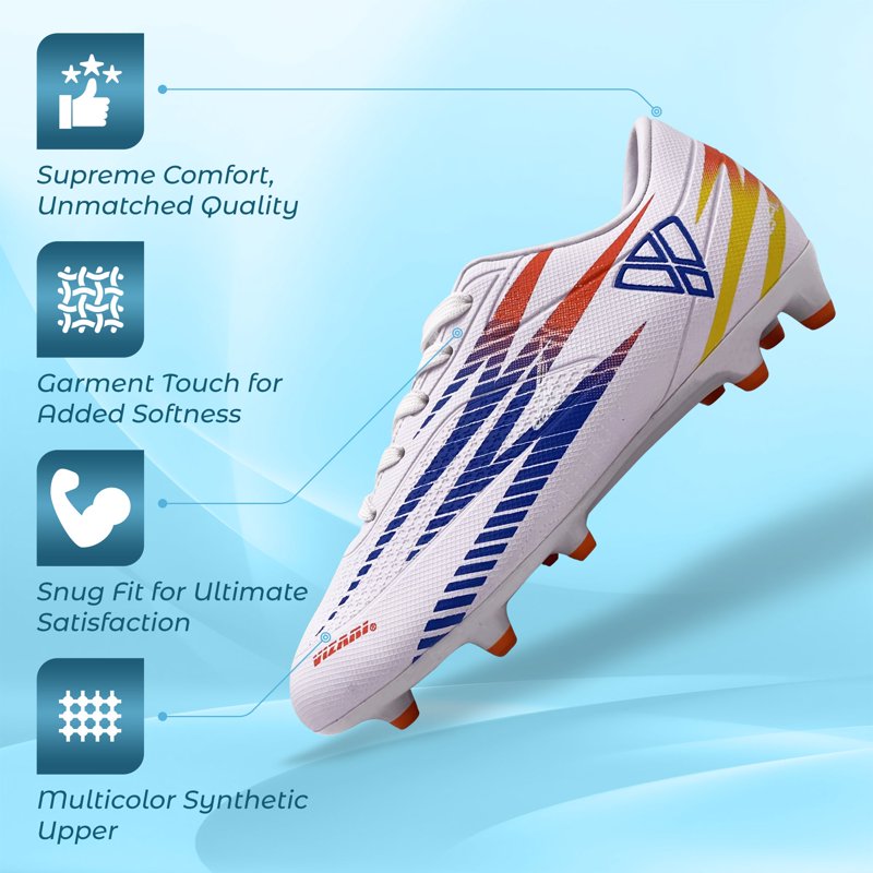 Vizari Bodega Kids Soccer Cleats 12.5 White Firm Ground Traction