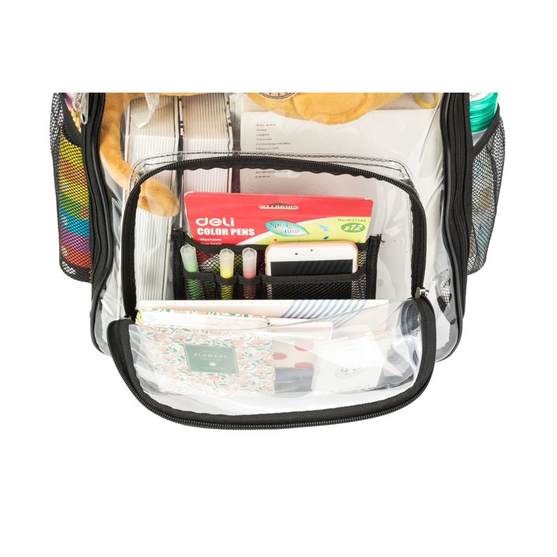 Unisex Rolling Clear PVC School Backpack with Wheels - Heavy Duty, Spacious, Teen & Adult