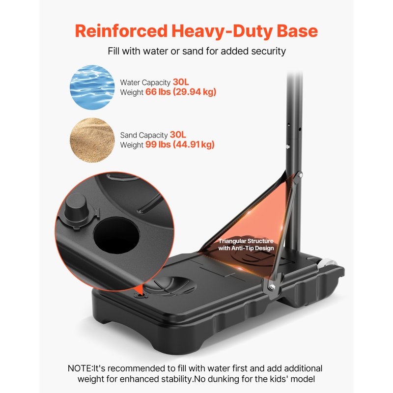 Portable Adjustable Basketball Hoop for Kids & Family Outdoor Play