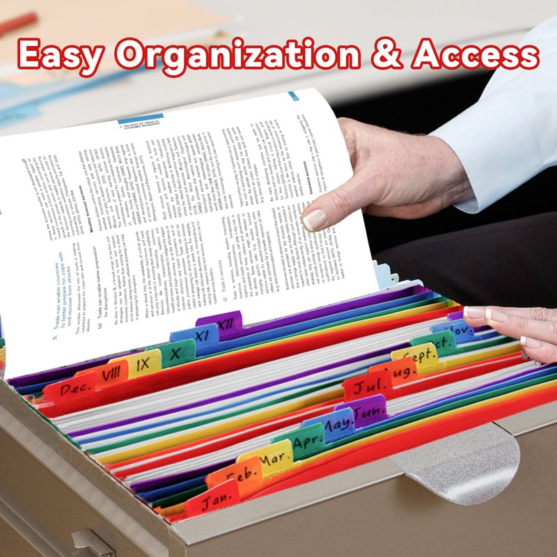 Multicolor 24-Pack Plastic Binder Dividers with Tabs and Front Pocket for 3 Ring Binders