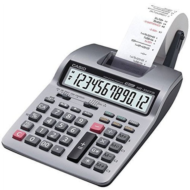 Casio HR-100TM Two-Color Portable Printing Calculator with Large Display